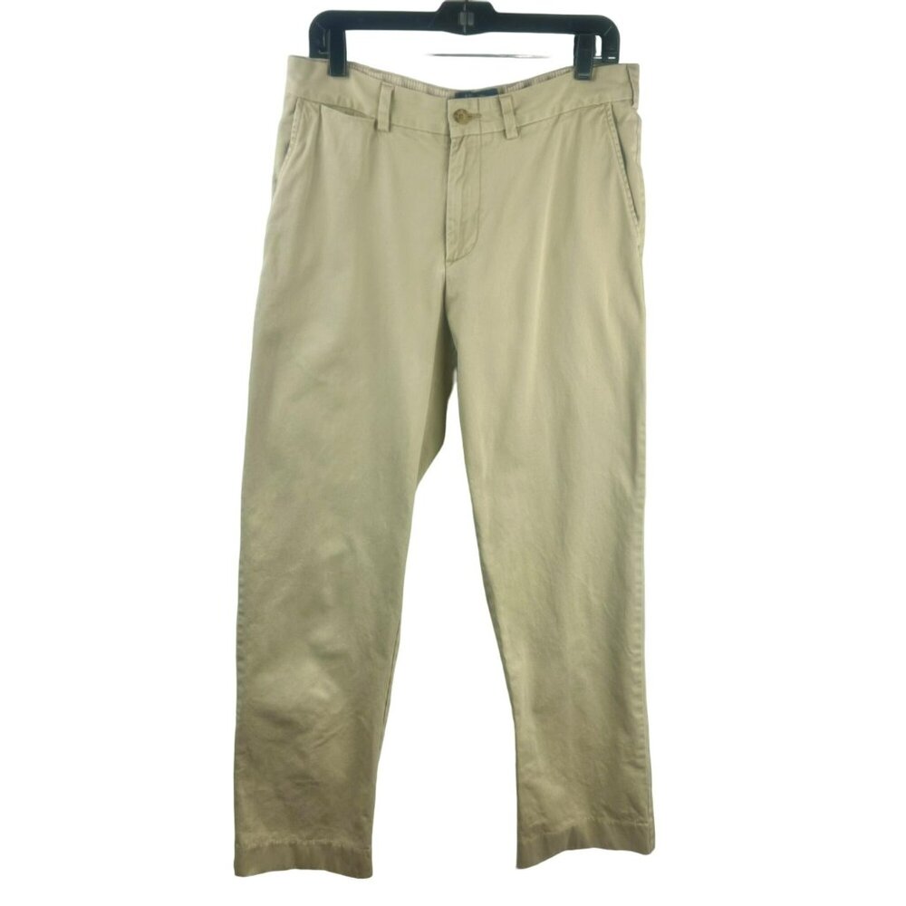Bills Khakis Pants Men 33x32 Brown Tan Chino100% Cotton Flat Front Classic Work